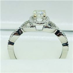 34) 14K WHITE GOLD DIAMOND & SIDE DIAMOND RING