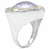 Image 1 : 103) RHODIUM PLATED ROSE QUARTZ RING