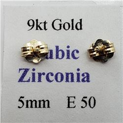 49) 9K YELLOW GOLD CUBIC ZIRCONIA EARRINGS