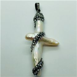 61) NATURAL PEARL W/ FASHION CORD PENDANT