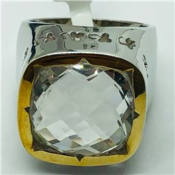 93) BRASS WHITE TOPAZ RING