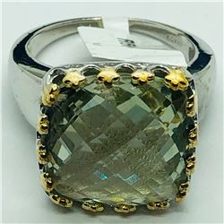 78) BRASS GREEN AMETHYST RING