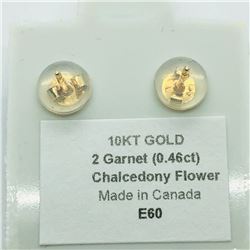 62) 10K YELLOW GOLD GARNET CHALCEDONY EARRINGS