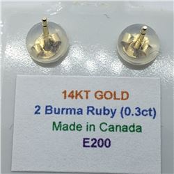 26) 14K YELLOW GOLD BURMESE RUBY EARRINGS