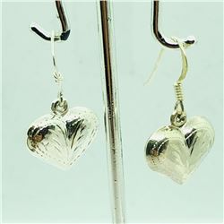 138) STERLING SILVER HEART SHAPED EARRINGS