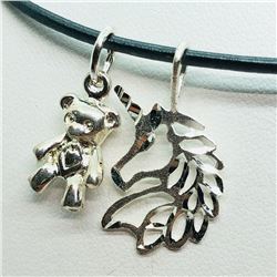 181) STERLING SILVER 2 PENDANTS W/ CORD NECKLACE