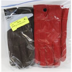 2PK LADIES LEATHER GLOVES MEDIUM.