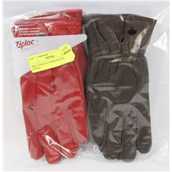 2PK LADIES LEATHER GLOVES LARGE.