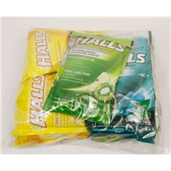 BAG OF ASSORTED HALLS COUGH DROPS.