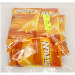 BAG OF ASSORTED HALLS COUGH DROPS.