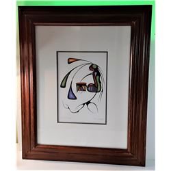 10)  FRAMED DOUBLE MATTED CECIL YOUNGFOX