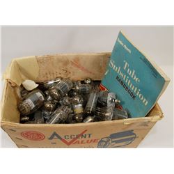 BOX OF ESTATE RADIO & AMP TUBES.
