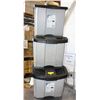Image 1 : STACKABLE 3 BINS WITH FLIP TOP LIDS.