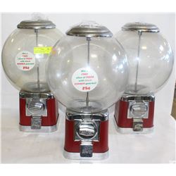 LOT OF 3 COMMERCIAL BEAVER GUMBALL DISPENSERS