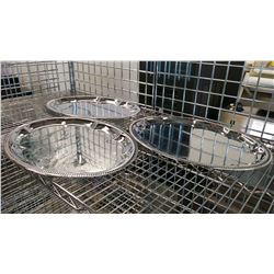 18" OVAL CHROME PLATED STEEL PLATTERS - LOT OF 3