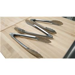 9" STAINLESS STEEL TONGS - LOT OF 3
