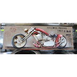 NEW 3D RED CLASSIC BIKE ON CANVAS 5' LONG X 1'H