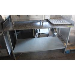 5 FOOT WORKTABLE W/ STONE TOP & BACKSPLASH