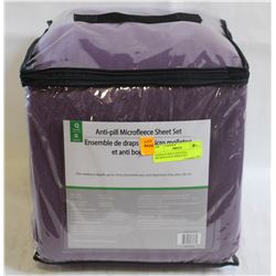 QUEEN PURPLE ANTI-PILL MICROFLEECE SHEET SET