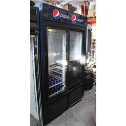 2 SLIDING DOOR POP COOLER WITH ALL RACKS,