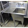 Image 1 : SINGLE WELL STAINLESS STEEL SINK W/ RUNOFF & TAPS