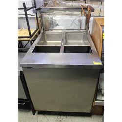 2 WELL REFRIGERATED TABLE WITH SNEEZE GUARD.