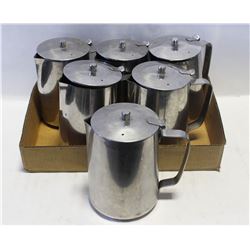 6 LARGE HOT WATER STAINLESS STEEL PITCHERS