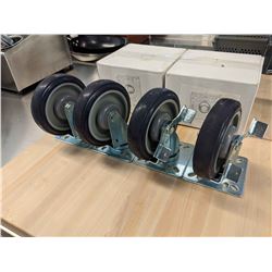 5" CASTERS, 2-3/8" X 3-5/8" PLATE - LOT OF 4