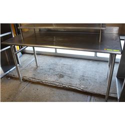 6 FT STAINLESS STEEL WORK TABLE W/ BACKSPLASH
