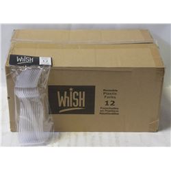 CASE OF 40 THICKER CLEAR 12PK PLASTIC FORKS.