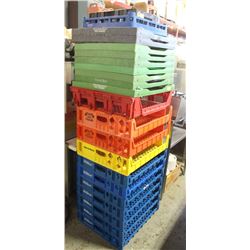 LOT OF 20 BREAD RACKS & STACK OF DISHWASHER TRAYS