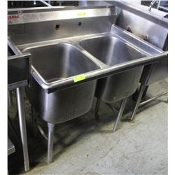 2 WELL S/S COMMERCIAL SINK W/O TAP FAUCET