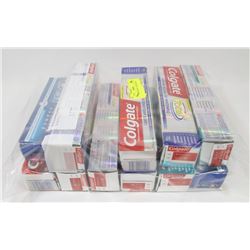 BAG OF ASSORTED TOOTHPASTE.