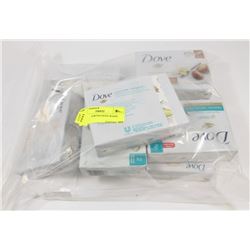 BAG OF ASSORTED DOVE SOAPS.