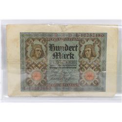 1920 GERMAN 100 MARK NOTE.