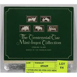 5 STERLING SILVER 0.925 MINI INGOTS.