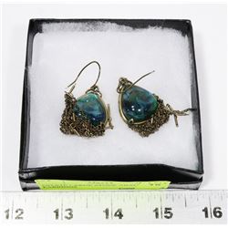 ESTATE LARGE STONE ABALONE EARRINGS