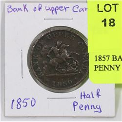 1850 BANK OF UPPER CANADA HALF PENNY
