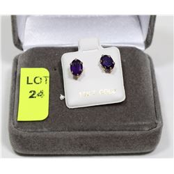 10K GOLD GENUINE AMETHYST EARRINGS