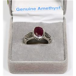 .925 SILVER, GENUINE RUBY RING,SIZE 5.5