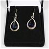Image 1 : .925 STAMPED SILVER  TANZANITE DROP EARRINGS