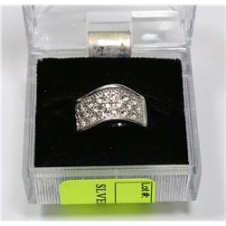 SILVER COLORED CZ RING, SIZE 5.5