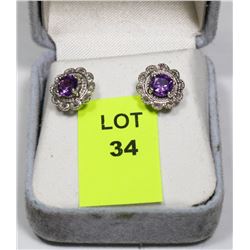 .925 SILVER TANZINITE COLORED EARRINGS