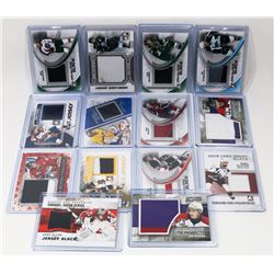 LOT OF 14 HEROES & PROSPECTS JERSEY HOCKEY CARDS.