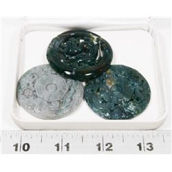GROUP OF 3 JADE STYLE STONE MEDALLIONS