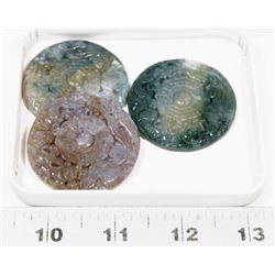 GROUP OF 3 JADE STYLE STONE MEDALLIONS