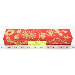 HAND MADE STONE FLOWERED DESIGN RED TRINKET BOX