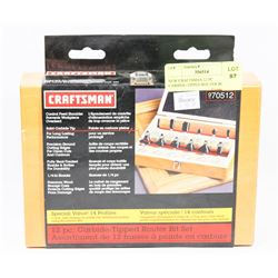 NEW CRAFTSMAN 12 PC CARBIDE-TIPPED ROUTER BIT SET