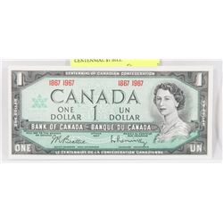 1967 CANADA GEM UNC NO SERIAL # CENTENNIAL $1 BILL