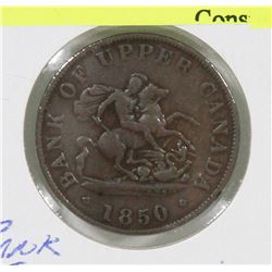 1850 BANK OF UPPER CANADA 1/2 PENNY